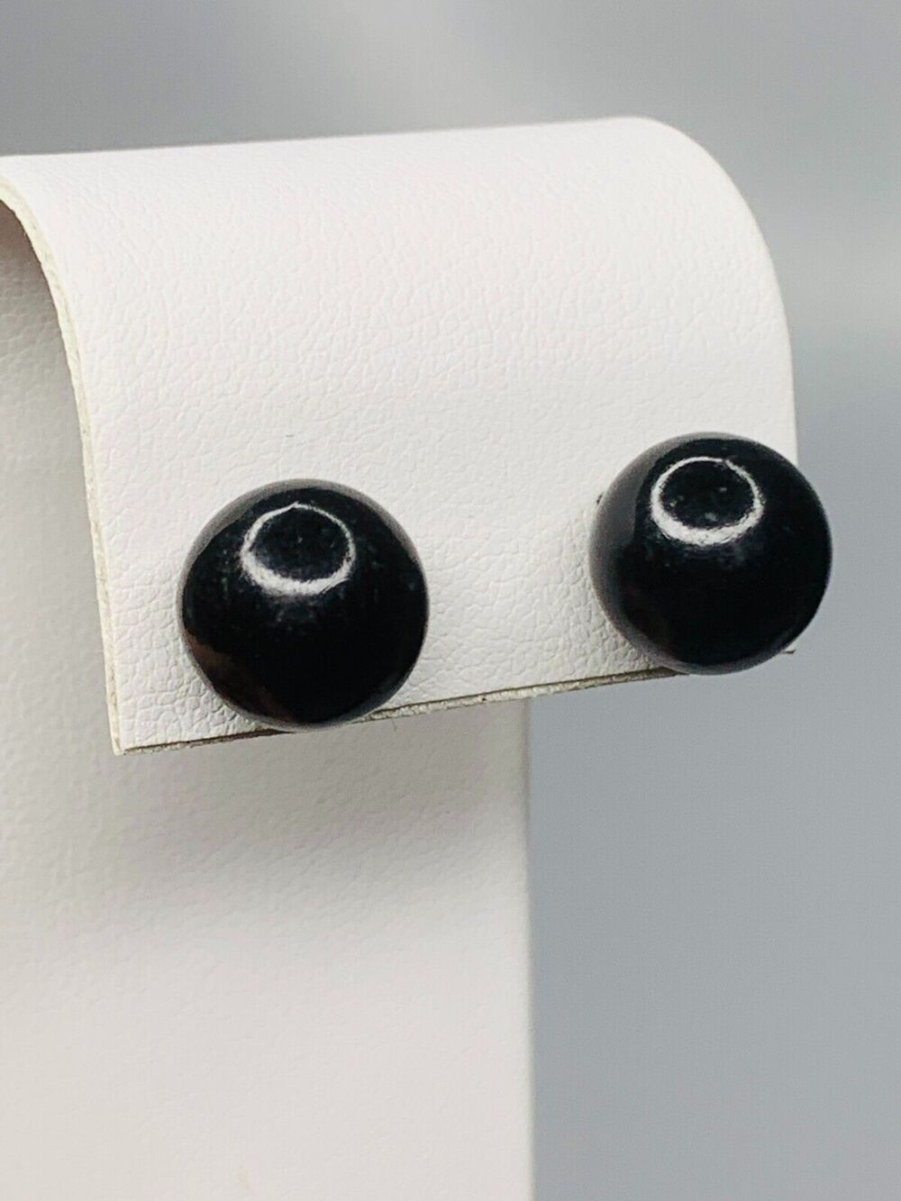 Large Round Black Bead Stud Earrings